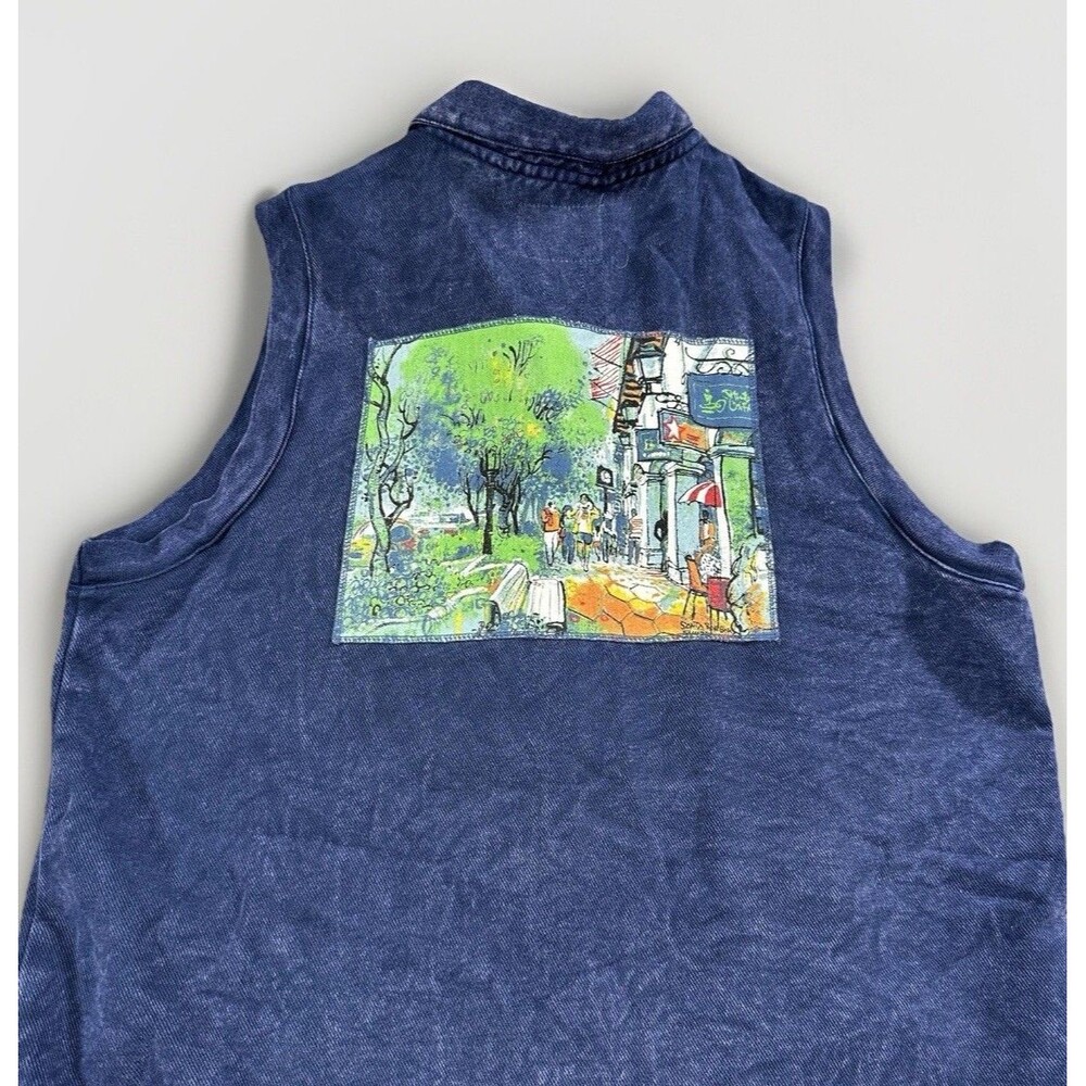Michael Leu Vintage Sleeveless Shirt Vest – Size S – Hand-Painted Back Art